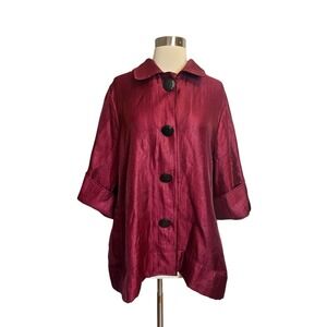 Ali Miles Swing Top Jacket Size XL Red Artsy Dressy